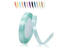 MORAINJAY 10mm Bleu Clair Ruban Satin,1cm Ruban Rouleau pour Emballage Cadeaux,23 Mètres Satin Ribbon Roll pour Bouquets,Ballon,Couture,Nœuds,Gâteau,Décoration de Mariage/Anniversaire/Noël/Fête