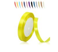 MORAINJAY 10mm Jaune Citron Ruban Satin,1cm Ruban Rouleau pour Emballage Cadeaux,23 Mètres Satin Ribbon Roll pour Bouquets,Ballon,Couture,Nœuds,Gâteau,Décoration de Mariage/Anniversaire/Noël/Fête
