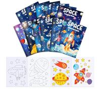 MORAINJAY 12 Mini Livres à Colorier Enfants, Mini Coloriage Enfants, Livrets de Coloriage Fille Garçon, Planète astronaute, Petits Cadeaux Anniversaire, Remplissage Sacs Surprise