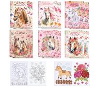 MORAINJAY 12 Mini Livres à Colorier Enfants, Mini Coloriage Enfants, Livrets de Coloriage Fille Garçon, Petits Cadeaux Anniversaire, Remplissage Sacs Surprise (Cheval)