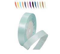 MORAINJAY 15mm Bleu Clair Ruban Satin,1.5cm Ruban Rouleau pour Emballage Cadeaux,23 Mètres Satin Ribbon Roll pour Bouquets,Ballon,Couture,Nœuds,Gâteau,Décoration de Mariage/Anniversaire/Noël/Fête