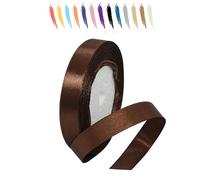 MORAINJAY 15mm Brun Café Ruban Satin,1.5cm Ruban Rouleau pour Emballage Cadeaux,23 Mètres Satin Ribbon Roll pour Bouquets,Ballon,Couture,Nœuds,Gâteau,Décoration de Mariage/Anniversaire/Noël/Fête