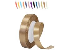 MORAINJAY 15mm Or Champagne Clair Ruban Satin,1.5cm Ruban Rouleau pour Emballage Cadeaux,23 Mètres Satin Ribbon Roll pour Bouquets,Ballon,Couture,Nœuds,Gâteau,Décoration de Mariage/Anniversaire/Noël