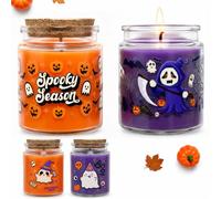 MORAINJAY 2 Glass Bottle Halloween Bougies Parfumées Citrouille,Cire Naturelle de Soja, Durée de Combustion 80h,Cadeau Automne pour Elle, Maman, Amie,Décoration et Arômathérapie