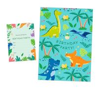 MORAINJAY 20 Cartes Invitation Anniversaire Enfant, Invitations pour Fête Garçon Fille, Accessoires Décoratifs Thème pour Dinosaure, 13x18 cm (Sans Enveloppes)