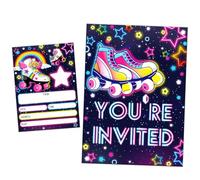 MORAINJAY 20 Cartes Invitation Anniversaire Enfant, Invitations pour Fête Garçon Fille, Accessoires Décoratifs Thème pour Néon, 13x18 cm (Sans Enveloppes)