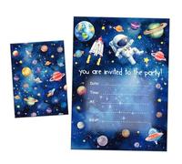 MORAINJAY 20 Cartes Invitation Anniversaire Enfant, Invitations pour Fête Garçon Fille, Accessoires Décoratifs Thème pour Planète Espace, 13x18 cm (Sans Enveloppes)