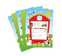MORAINJAY 20 Cartes Invitation Anniversaire Enfant, Invitations pour Fête Garçon Fille, Accessoires Décoratifs Thème pour Animaux Ferme, 13x18 cm (Sans Enveloppes)