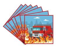 MORAINJAY 20 Pièces Serviettes en Papier Vaisselle Anniversaire à Thème Camion de Pompier pour Garçons, 33x33cm Tissues Idéal pour Fêtes d'Enfants, Firetruck Table Décoration Joyeuse - 16 Invités