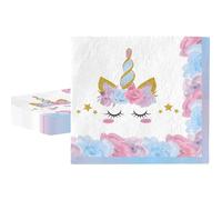 MORAINJAY 20 Pièces Violet Serviettes en Papier Vaisselle Anniversaire à Thème Licorne pour Filles,33x33cm Tissues Idéal pour Fêtes d'Enfants,Table Décoration Joyeuse -16 Invités