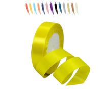 MORAINJAY 20mm Jaune Citron Ruban Satin,2cm Ruban Rouleau pour Emballage Cadeaux,23 Mètres Satin Ribbon Roll pour Bouquets,Ballon,Couture,Nœuds,Gâteau,Décoration de Mariage/Anniversaire/Noël/Fête