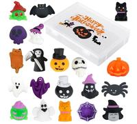MORAINJAY 20x Jouets Mochi Squishy Halloween avec Boîte Cadeau,Mini Jouets Anti-Stress Kawaï (Citrouille, Fantôme), Remplissage Sachet Friandises, Cadeau Fête pour Enfants Garçons Filles