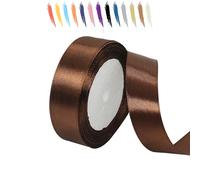 MORAINJAY 25mm Brun Café Ruban Satin,2.5cm Ruban Rouleau pour Emballage Cadeaux,23 Mètres Satin Ribbon Roll pour Bouquets,Ballon,Couture,Nœuds,Gâteau,Décoration de Mariage/Anniversaire/Noël/Fête