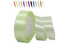 MORAINJAY 25mm Vert Clair Ruban Satin,2.5cm Ruban Rouleau pour Emballage Cadeaux,23 Mètres Satin Ribbon Roll pour Bouquets,Ballon,Couture,Nœuds,Gâteau,Décoration de Mariage/Anniversaire/Noël/Fête