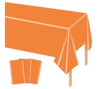 MORAINJAY 3 pièces Nappe Orange Anniversaire, 137x274 cm, Nappe Plastique Rectangulaire, Idéale pour Halloween, Automne, Anniversaire, Décoration de Table