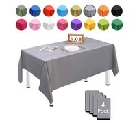 MORAINJAY 4 Pièces Argent Nappes Jetables,137x274cm Nappe de Table Rectangulaire, Nappes Imperméables pour Anniversaire,Picnic,Exterieur,Jardin,Mariage, Noël