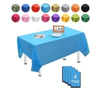 MORAINJAY 4 Pièces Bleu Clair Nappes Jetables,137x274cm Nappe de Table Rectangulaire, Nappes Imperméables pour Anniversaire,Picnic,Exterieur,Jardin,Mariage, Noël