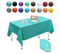 MORAINJAY 4 Pièces Bleu Lac Nappes Jetables,137x274cm Nappe de Table Rectangulaire, Nappes Imperméables pour Anniversaire,Picnic,Exterieur,Jardin,Mariage, Noël