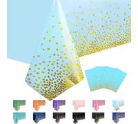 MORAINJAY 4 Pièces Nappe Rectangulaire à Pois Jetables, 137x274cm, Bleu Clair, Nappes Imperméables pour Anniversaire, Mariage, Picnic, Extérieur, Jardin, Noël