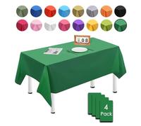 MORAINJAY 4 Pièces Vert Nappes Jetables,137x274cm Nappe de Table Rectangulaire, Nappes Imperméables pour Anniversaire,Picnic,Exterieur,Jardin,Mariage, Noël
