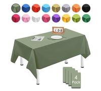 MORAINJAY 4 Pièces Vert Sauge Nappes Jetables,137x274cm Nappe de Table Rectangulaire, Nappes Imperméables pour Anniversaire,Picnic,Exterieur,Jardin,Mariage, Noël
