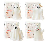 MORAINJAY 4P Bougies Parfumées d'Halloween,Cire de Soja Naturelle,Durée de Combustion 20-28h,4 Motifs Fantôme Mignons Différents,Cadeau Aromathérapie,Décoration d'Intérieur Halloween Ghost