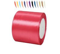 MORAINJAY 75mm Pastèque Rouge Ruban Satin,7.5CM Ruban Rouleau pour Emballage Cadeaux,23 Mètres Satin Ribbon Roll pour Bouquets,Ballon,Couture,Nœuds,Gâteau,Décoration de Mariage/Anniversaire/Noël/Fête