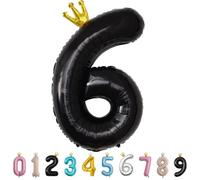 MORAINJAY Ballon 6 Ans Anniversaire,Foil Ballons Chiffre 6 Noir, Numéro 0/1/2/3/4/5/6/7/8/9 Ballon Geant pour Decoration Anniversaires Fête,Ballon Réutilisable de Qualité Supérieure