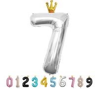 MORAINJAY Ballon 7 Ans Anniversaire,Foil Ballons Chiffre 7 Bleu bébé, Numéro 0/1/2/3/4/5/6/7/8/9 Ballon Geant pour Decoration Anniversaires Fête,Ballon Réutilisable de Qualité Supérieure