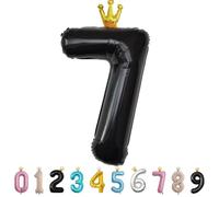 MORAINJAY Ballon 7 Ans Anniversaire,Foil Ballons Chiffre 7 Noir, Numéro 0/1/2/3/4/5/6/7/8/9 Ballon Geant pour Decoration Anniversaires Fête,Ballon Réutilisable de Qualité Supérieure