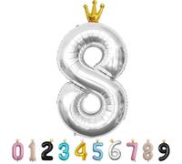 MORAINJAY Ballon 8 Ans Anniversaire,Foil Ballons Chiffre 8 Bleu bébé, Numéro 0/1/2/3/4/5/6/7/8/9 Ballon Geant pour Decoration Anniversaires Fête,Ballon Réutilisable de Qualité Supérieure