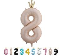 MORAINJAY Ballon 8 Ans Anniversaire,Foil Ballons Chiffre 8 Caramel, Numéro 0/1/2/3/4/5/6/7/8/9 Ballon Geant pour Decoration Anniversaires Fête,Ballon Réutilisable de Qualité Supérieure