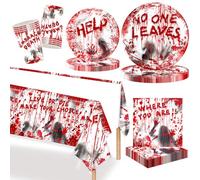 MORAINJAY Ensemble de Vaisselle de Fête Halloween 69 Pièces, Assiettes, Gobelets, Serviettes, Décoration de Table et Accessoires pour Fête Halloween, Les Célébrations d’automne