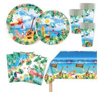 MORAINJAY Ensemble de Vaisselle Fête Hawaïenne 51 Pièces, Assiettes, Tasses, Serviettes, De Fête Tropicale Décoration de Table pour Anniversaire