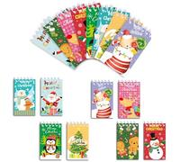 MORAINJAY Lot de 16 Mini Carnets de Noel, Petit Bloc-Notes à Spirale, Cahier Cadeau, 8 Designs, Idéal pour Fêtes, Récompenses Scolaires et Sachets Cadeaux, 10 x 6 cm