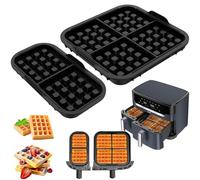 MORAINJAY Lot de 2 moules à gaufres pour Airfryer, insert gaufré Tefal Friteuse à air chaud Moule en silicone Accessoires pour Philips Dual Basket 3000 série 6L/3L NA350, Tefal Dual Easy Fry EY9018