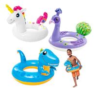 MORAINJAY Lot de 3 bouées de natation pour enfants - Animaux de piscine gonflables - Dinosaure Licorne Paon - Jouet d'eau pour piscine, plage, fête d'été