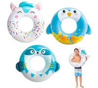 MORAINJAY Lot de 3 Bouées Gonflables Animaux, Ronds de Natation pour Enfants et Adultes, Accessoires de Piscine d'Été, Aides à la Natation pour Plage et Piscine, Décoration de Fête