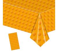 MORAINJAY Nappe Orange Vaisselle Anniversaire à Thème Blocs de Construction,137x274cm Nappe en Plastique Réutilisable,Imperméable,Idéal pour Cadeau d'enfant,Baby Shower,Table Décoration Fête Créative