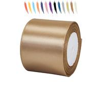 MORAINJAY Ruban satin 75mm Or champagne 23m extra large pour nœuds déco | Pour Noël, Avent, cadeaux de Noël, couronnes, table festive, emballage cadeau et nœuds dorés assortis à coordonner