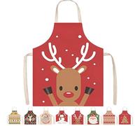 MORAINJAY Tablier de Noël,65x75cm Tablier de Cuisine de Noël,Étanche Réglable Tablier de Cuisine,Cerf Rouge Tablier de Noël pour Fête de Noël,Barbecue,Pâtisserie Cadeaux Noël pour Cuisine