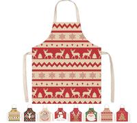 MORAINJAY Tablier de Noël,65x75cm Tablier de Cuisine de Noël,Étanche Réglable Tablier de Cuisine,Cerf Rayé Tablier de Noël pour Fête de Noël,Barbecue,Pâtisserie Cadeaux Noël pour Cuisine
