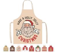 MORAINJAY Tablier de Noël,65x75cm Tablier de Cuisine de Noël,Étanche Réglable Tablier de Cuisine,Père Noël blanc Tablier de Noël pour Fête de Noël,Barbecue,Pâtisserie Cadeaux Noël pour Cuisine