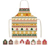 MORAINJAY Tablier de Noël,65x75cm Tablier de Cuisine de Noël,Étanche Réglable Tablier de Cuisine,Sapin Noël Jaune Tablier de Noël pour Fête de Noël,Barbecue,Pâtisserie Cadeaux Noël pour Cuisine