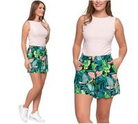 Moraj Short pour femme - Bermuda à motifs - Short de plage avec taille haute - Short de sport - Short de course - Viscose - Plusieurs couleurs - S-3XL, 1200-021 Patt2, L