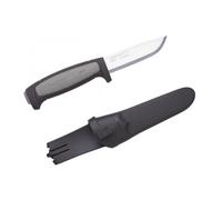 Morakniv 12249 Poignard Robust, Lame 9 Cm Acier Carbone Avec Dos Brut, Manche Gomme Noir Insert Nylon Gris
