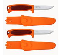 Morakniv Duty 511 C avec Étui - Lot de 2 Rouge/Orange - Fabriqué en Suède - Outil de Coupe en Acier au Carbone 2,0 mm pour Usage Professionnel