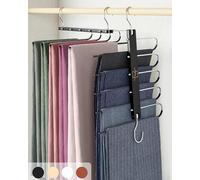 MORALVE - Cintres en bois de hêtre européen pour économiser de l'espace pour écharpes et jeans, organisateur pour garde-robe et pantalons, porte-vêtements pour leggings et écharpes, avec crochet