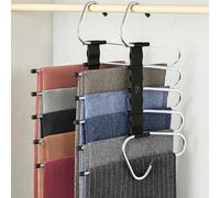 MORALVE Lot de 2 cintres antidérapants multi-couches pour économiser de l'espace - Porte-vêtements multifonction pour le rangement des placards - Idéal pour jeans, pantalons, jupes, écharpes et