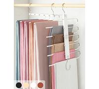 MORALVE - Lot de 2 cintres pour pantalons en bois de hêtre européen - Économiseur d'espace pour jean et écharpe - Organisateur de garde-robe et porte-vêtements pour pantalons, leggings et écharpes